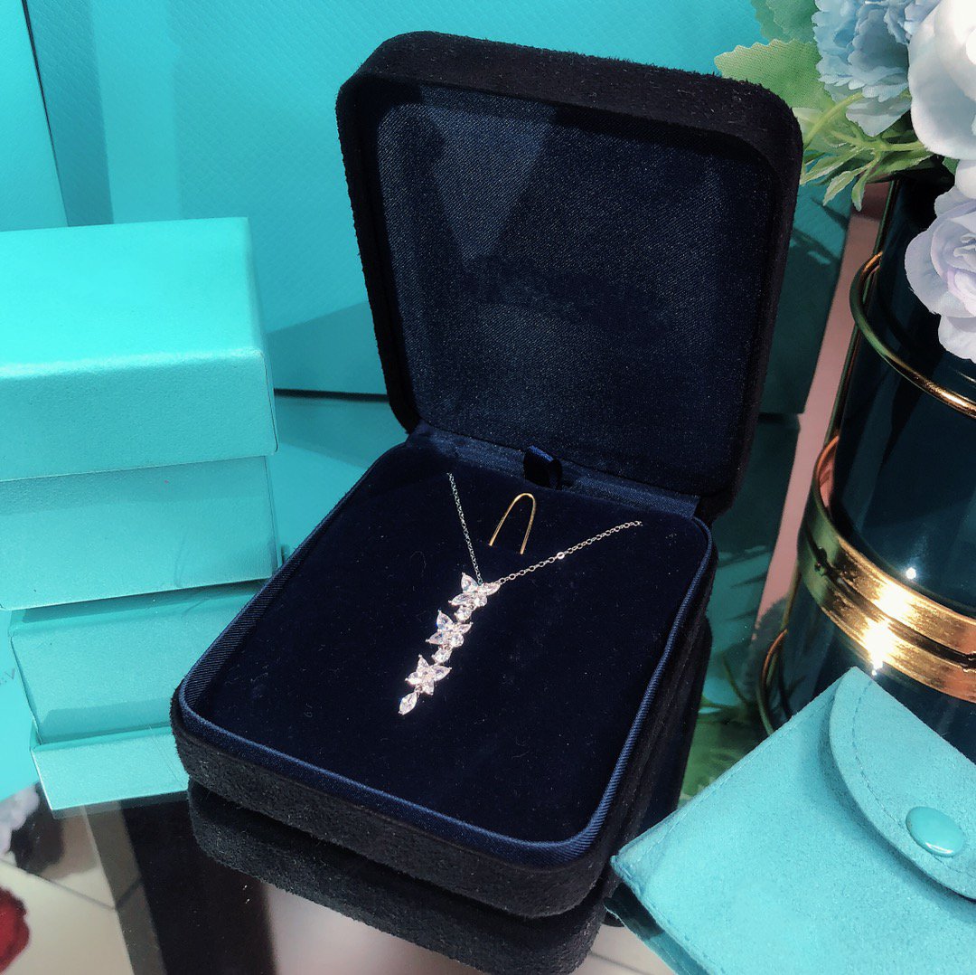 [Clover Jewelry]MIXED CLUSTER DIAMOND DROP PENDANT
