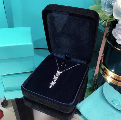 [Clover Jewelry]MIXED CLUSTER DIAMOND DROP PENDANT