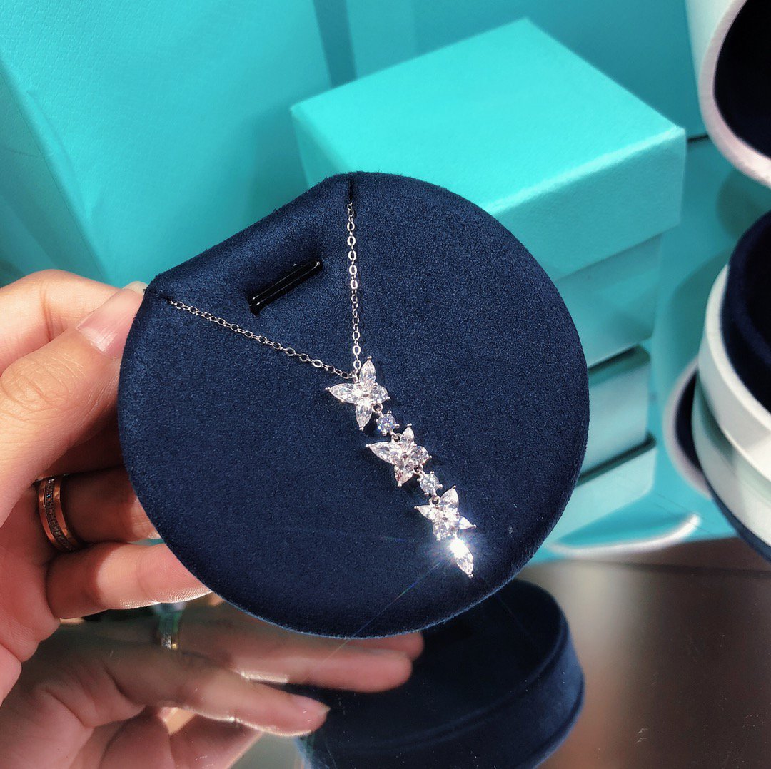 [Clover Jewelry]MIXED CLUSTER DIAMOND DROP PENDANT