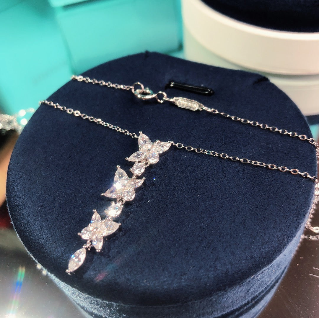[Clover Jewelry]MIXED CLUSTER DIAMOND DROP PENDANT