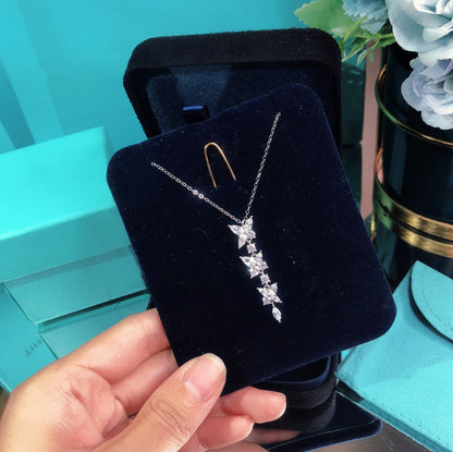 [Clover Jewelry]MIXED CLUSTER DIAMOND DROP PENDANT