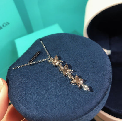 [Clover Jewelry]MIXED CLUSTER DIAMOND DROP PENDANT