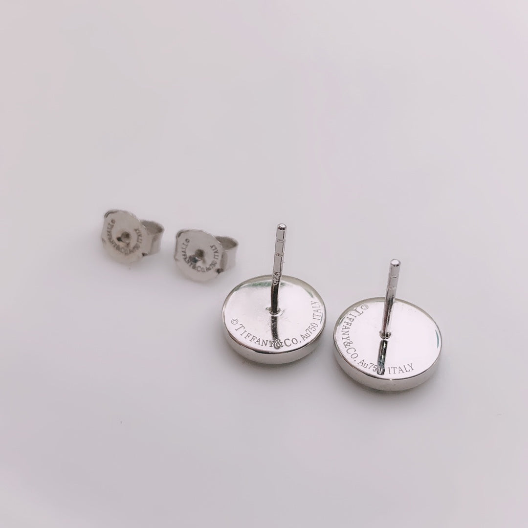 [Clover Jewelry]TURQUOISE CIRCLE WHITE GOLD EARRINGS