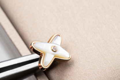 [⭐Clover Jewelry]JEUX DE WHITE MOP ROSE GOLD DIAMOND EARRINGS
