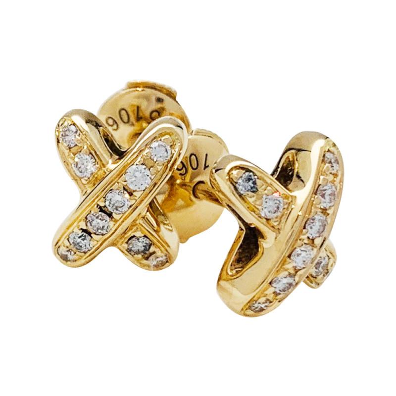 [⭐Clover Jewelry]JEUX DE GOLD DIAMOND EARRINGS