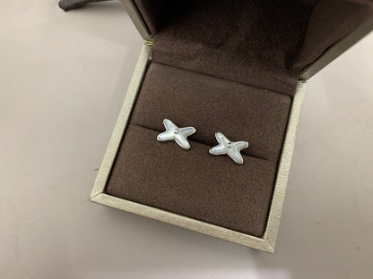 [⭐Clover Jewelry]JEUX DE WHITE MOP SILVER DIAMOND EARRINGS