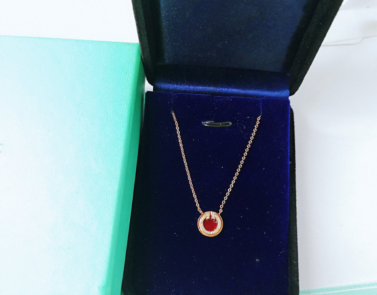 [Clover Jewelry]DIAMOND AND MOTHER PEARL CIRCLE NECKLACE PENDANT