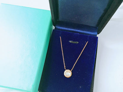 [Clover Jewelry]DIAMOND AND MOTHER PEARL CIRCLE NECKLACE PENDANT