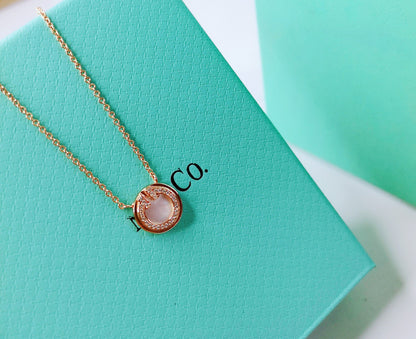 [Clover Jewelry]DIAMOND AND MOTHER PEARL CIRCLE NECKLACE PENDANT