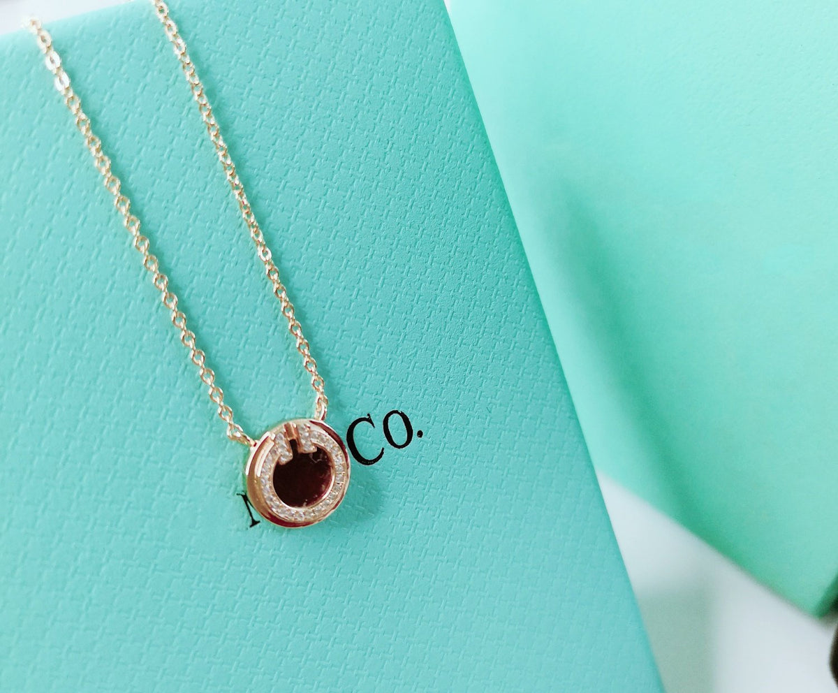 [Clover Jewelry]DIAMOND AND MOTHER PEARL CIRCLE NECKLACE PENDANT
