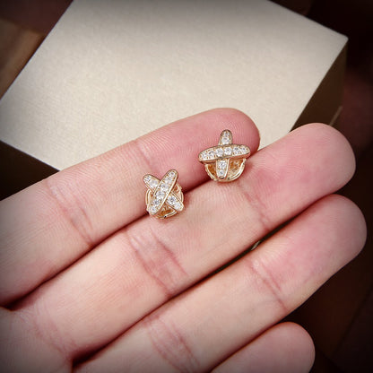 [⭐Clover Jewelry]JEUX DE GOLD DIAMOND EARRINGS