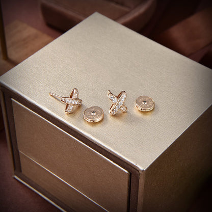 [⭐Clover Jewelry]JEUX DE GOLD DIAMOND EARRINGS