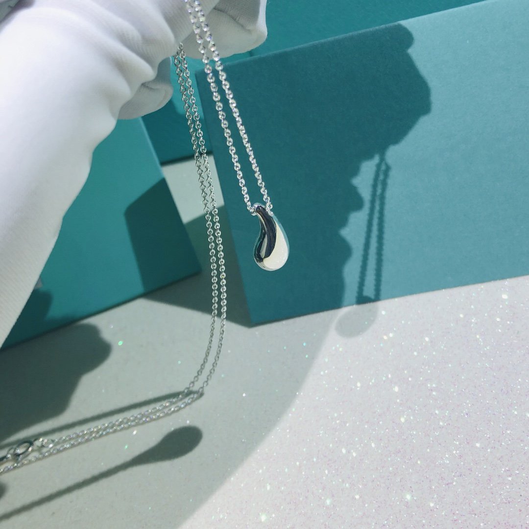 [Clover Jewelry]ELSA PERETTI TEARDROP PENDANT STERLING SILVER NECKLACE
