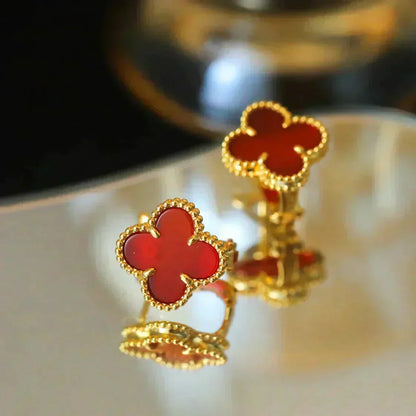 [⭐Clover Jewelry]CLOVER MEDIUM 1 MOTIFS CARNELIAN  EARRINGS