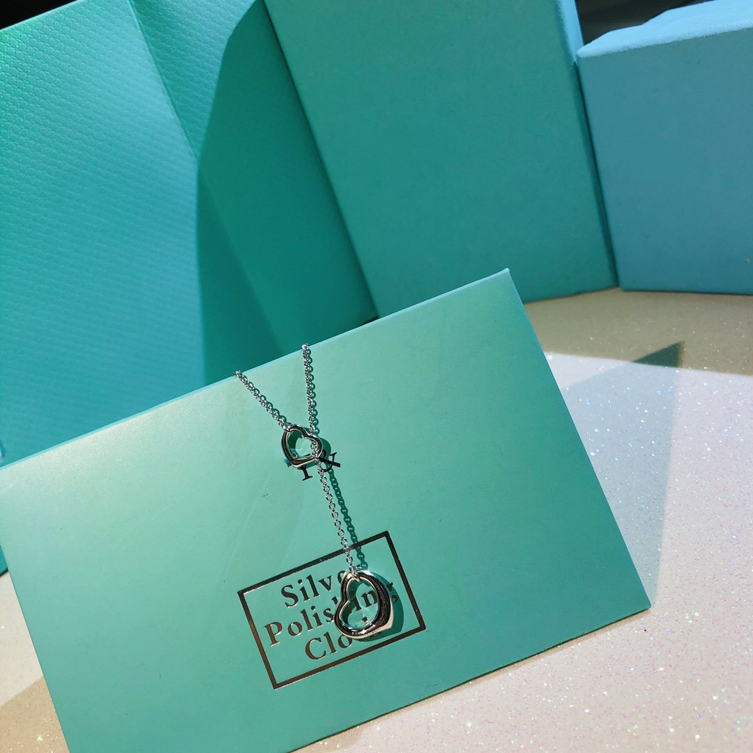[Clover Jewelry]OPEN HEART LARIAT NECKLACE SILVER