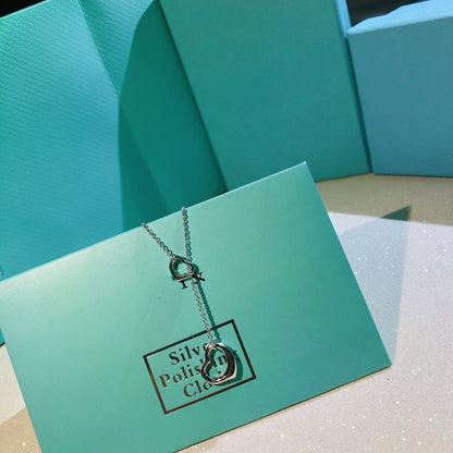 [Clover Jewelry]OPEN HEART LARIAT NECKLACE SILVER