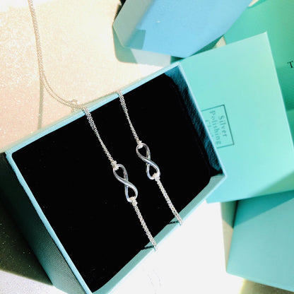 [Clover Jewelry]SILVER INFINITY DOUBLE CHAIN NECKLACE