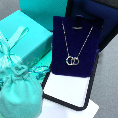 [Clover Jewelry]INTERLOCKING CIRCLES PENDANT SILVER SMALL NECKLACE