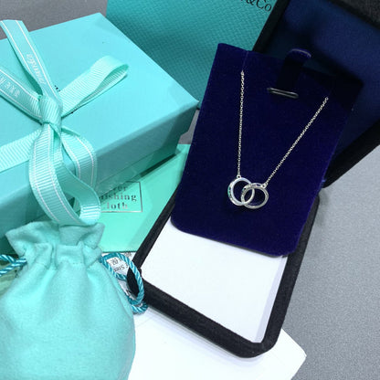 [Clover Jewelry]INTERLOCKING CIRCLES PENDANT SILVER SMALL NECKLACE