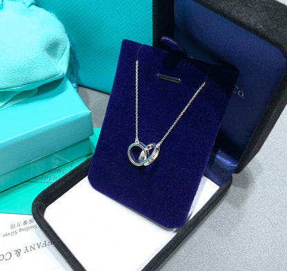 [Clover Jewelry]INTERLOCKING CIRCLES PENDANT SILVER SMALL NECKLACE