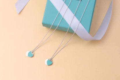 [Clover Jewelry]DOUBLE HEART TAG PENDANT SILVER MINI NECKLACE