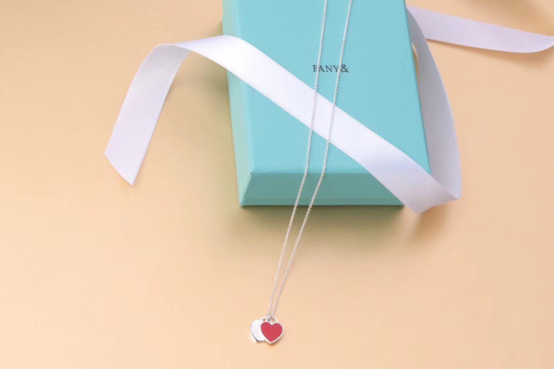 [Clover Jewelry]DOUBLE HEART TAG PENDANT SILVER MINI NECKLACE