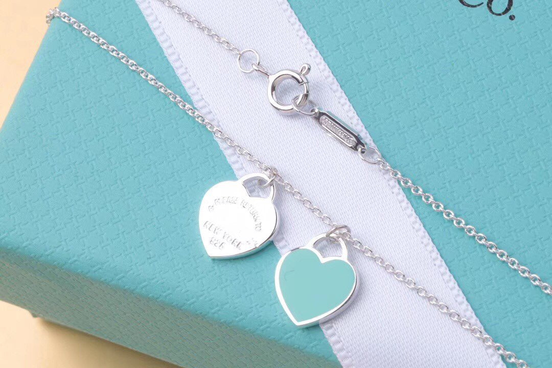 [Clover Jewelry]DOUBLE HEART TAG PENDANT SILVER MINI NECKLACE