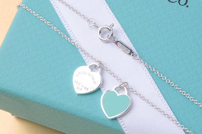 [Clover Jewelry]DOUBLE HEART TAG PENDANT SILVER MINI NECKLACE