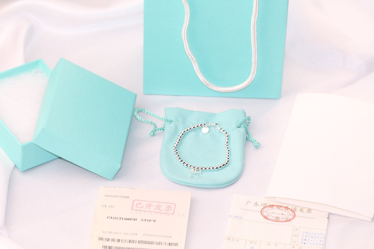 [Clover Jewelry]STERLING SILVER BOW BEAD BRACELET