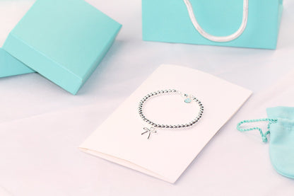 [Clover Jewelry]STERLING SILVER BOW BEAD BRACELET