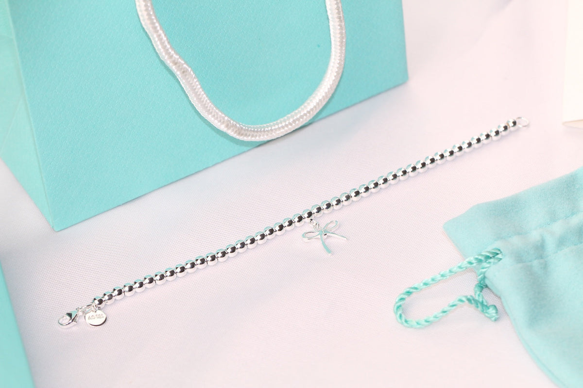 [Clover Jewelry]STERLING SILVER BOW BEAD BRACELET