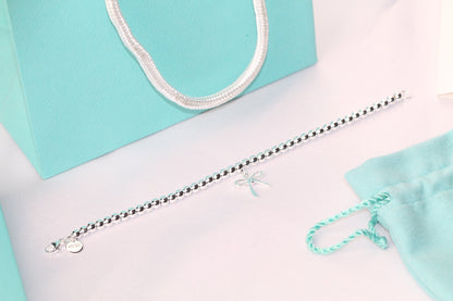 [Clover Jewelry]STERLING SILVER BOW BEAD BRACELET