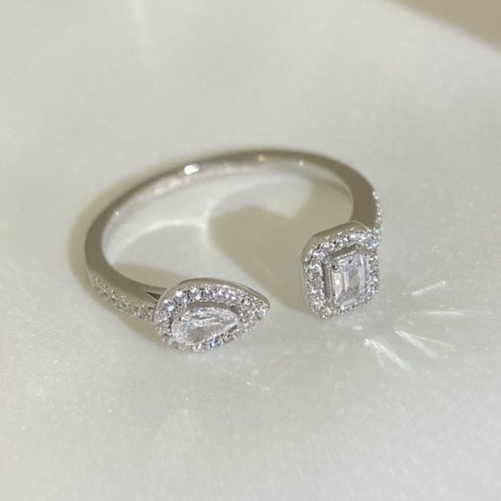 [⭐Clover Jewelry]MY TWIN TOI & MOI SILVER DIAMOND RING