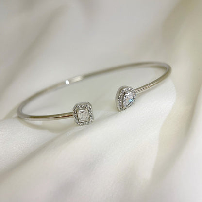 [⭐Clover Jewelry]JONC FLEX MY TWIN TOI & MOI SILVER DIAMOND BRACELET