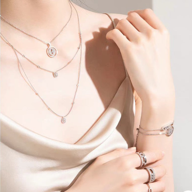 [⭐Clover Jewelry]Demo MOVER PM PAVED NECKLACE