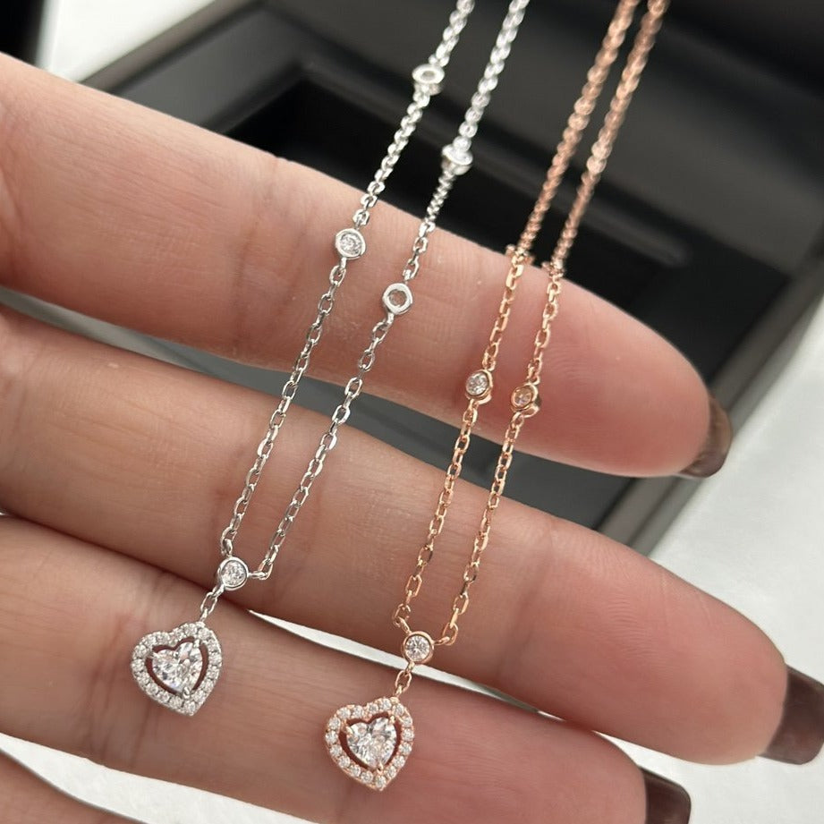 [⭐Clover Jewelry]JOY HEART DIAMOND NECKLACE