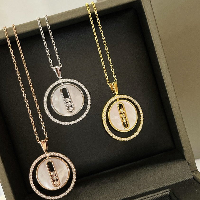 [⭐Clover Jewelry]Demo MOVE MM NACRE BLANCHE DIAMOND NECKLACE