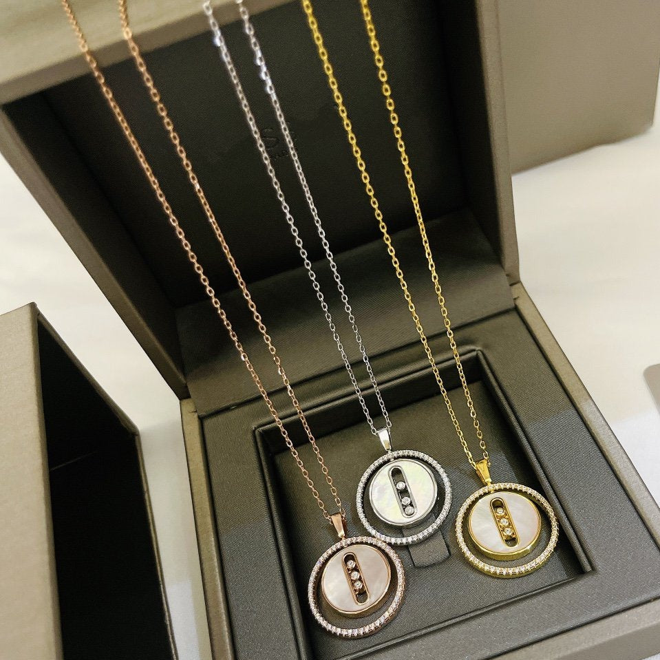[⭐Clover Jewelry]Demo MOVE MM NACRE BLANCHE DIAMOND NECKLACE