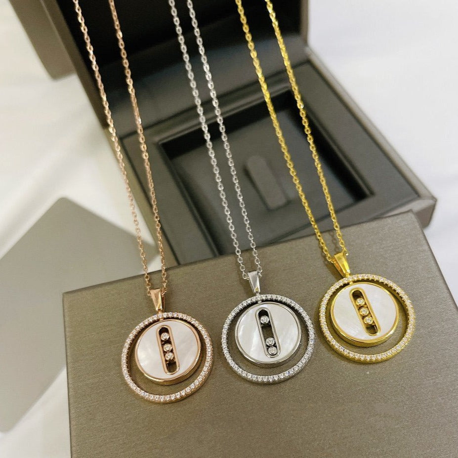 [⭐Clover Jewelry]Demo MOVE MM NACRE BLANCHE DIAMOND NECKLACE