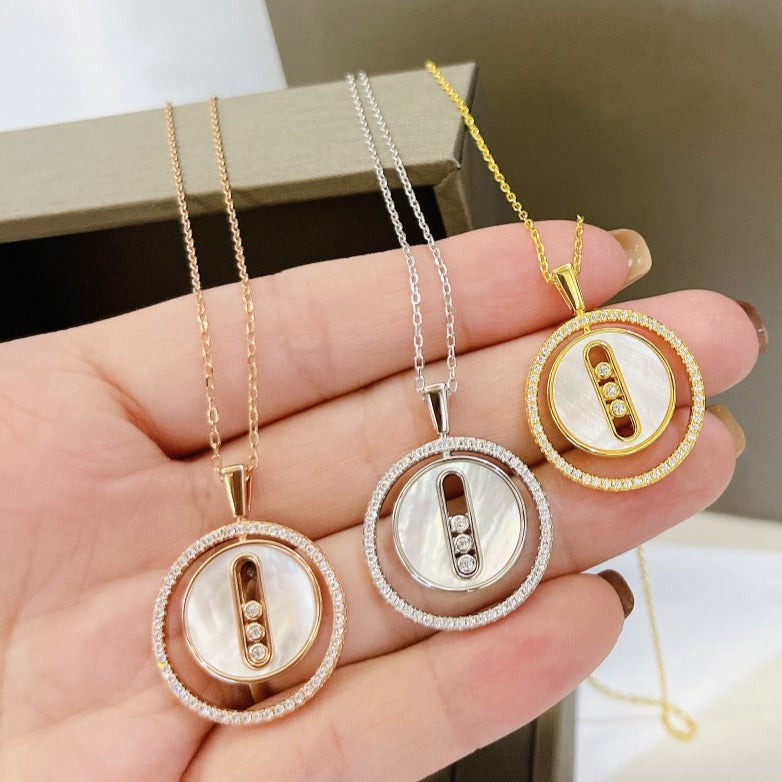 [⭐Clover Jewelry]Demo MOVE MM NACRE BLANCHE DIAMOND NECKLACE