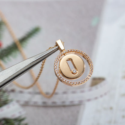 [⭐Clover Jewelry]Demo MOVE PM NECKLACE PINK GOLD DIAMOND