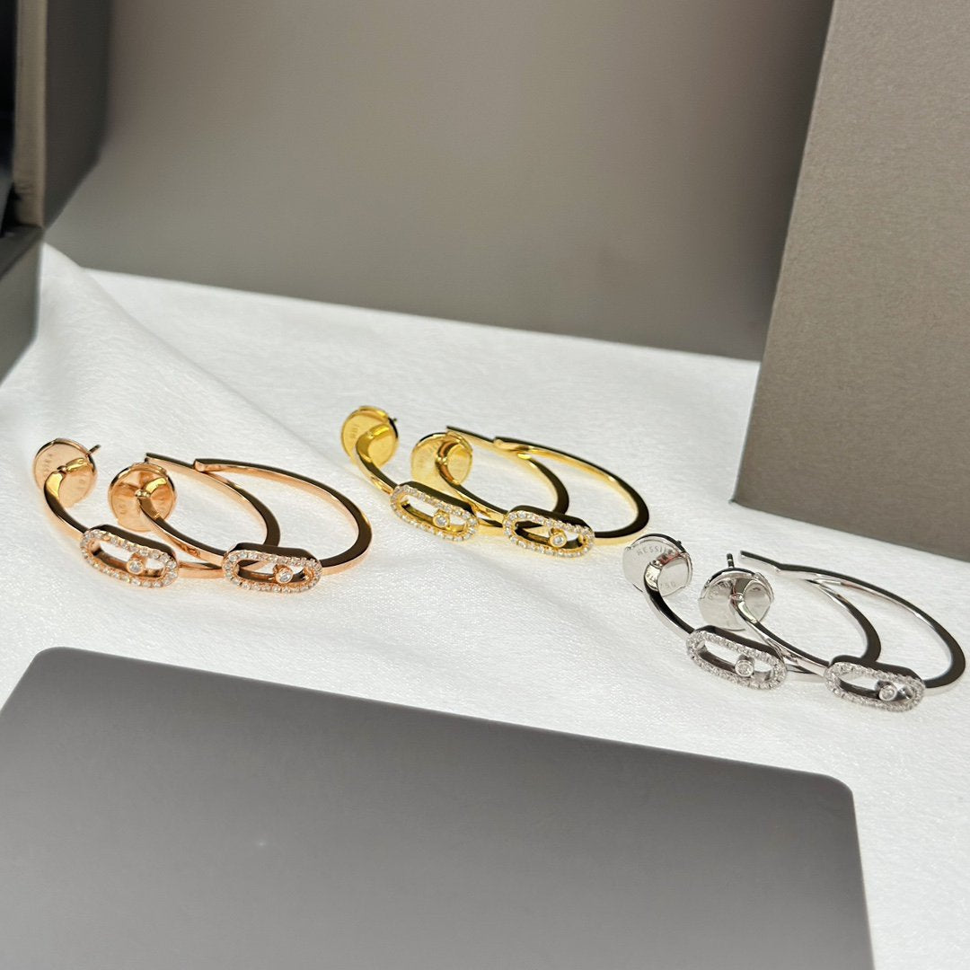 [⭐Clover Jewelry]CREOLES MOVE UNO PM DIAMOND EARRINGS