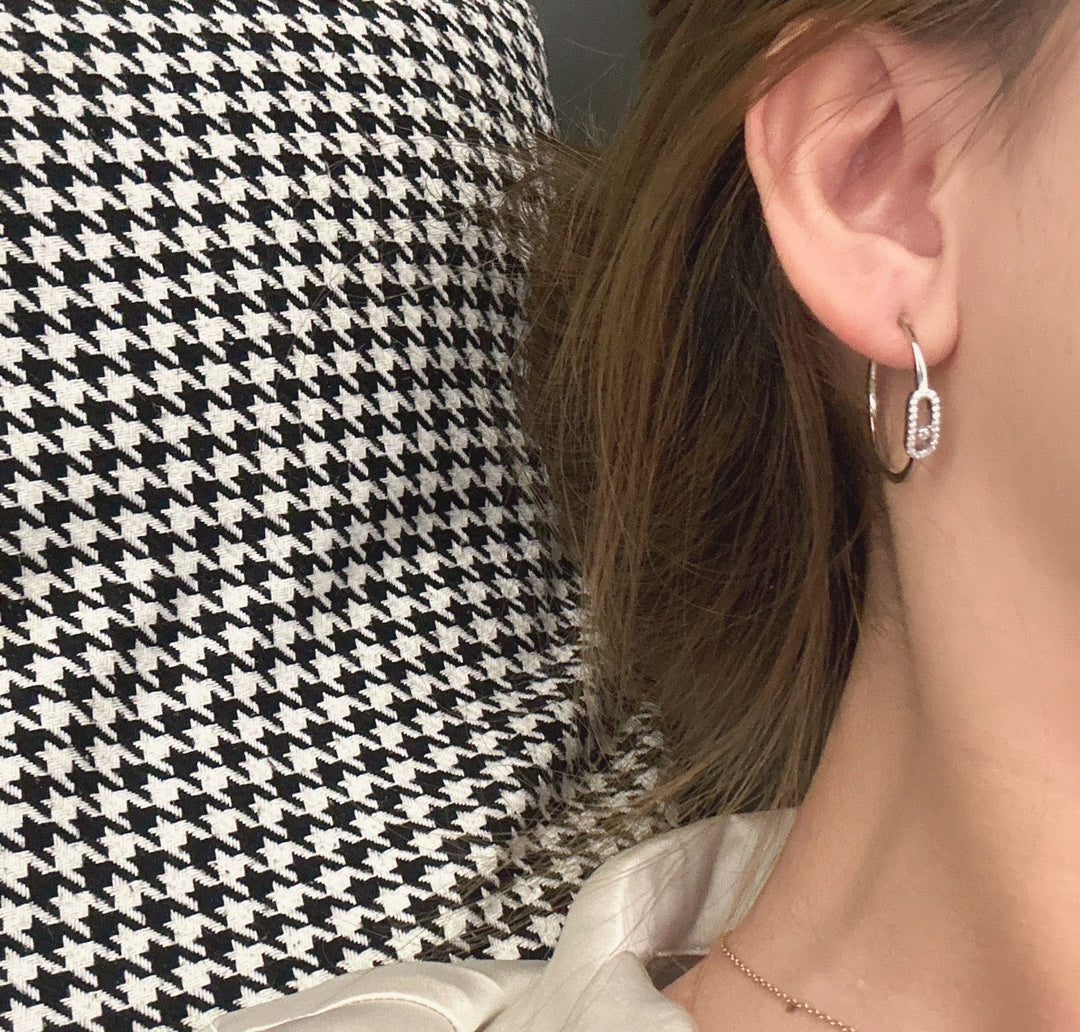 [⭐Clover Jewelry]CREOLES MOVE UNO PM DIAMOND EARRINGS