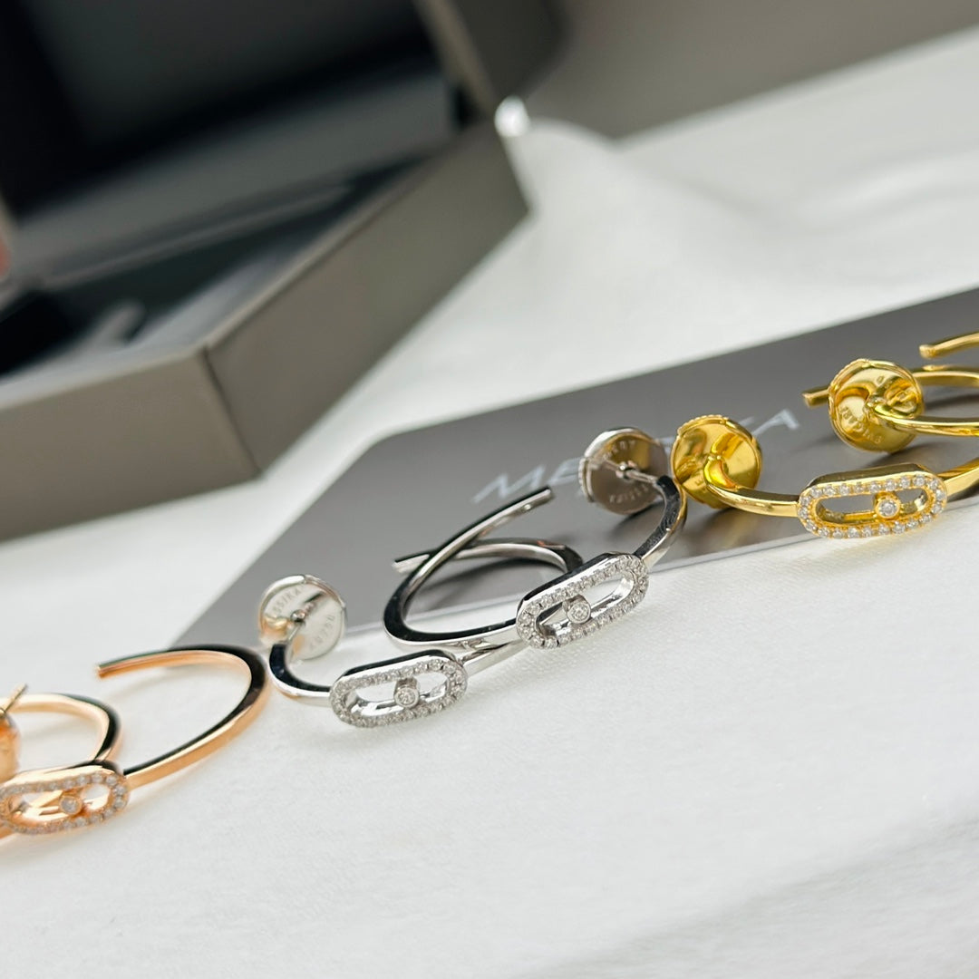 [⭐Clover Jewelry]CREOLES MOVE UNO PM DIAMOND EARRINGS
