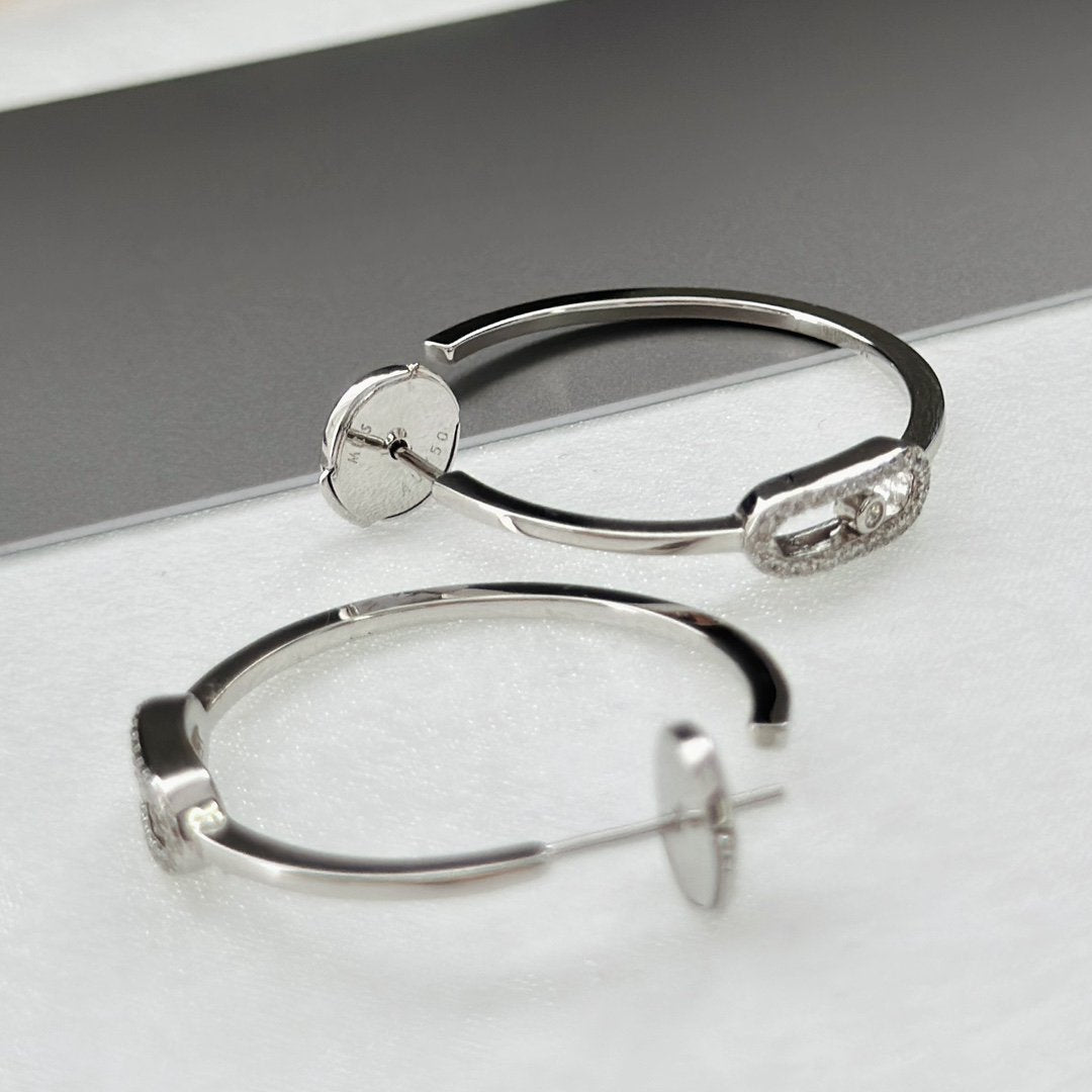 [⭐Clover Jewelry]CREOLES MOVE UNO PM DIAMOND EARRINGS