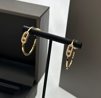 [⭐Clover Jewelry]CREOLES MOVE UNO PM DIAMOND EARRINGS