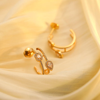 [⭐Clover Jewelry]CREOLES MY TWIN 2 RANGS SILVER DIAMOND EARRINGS