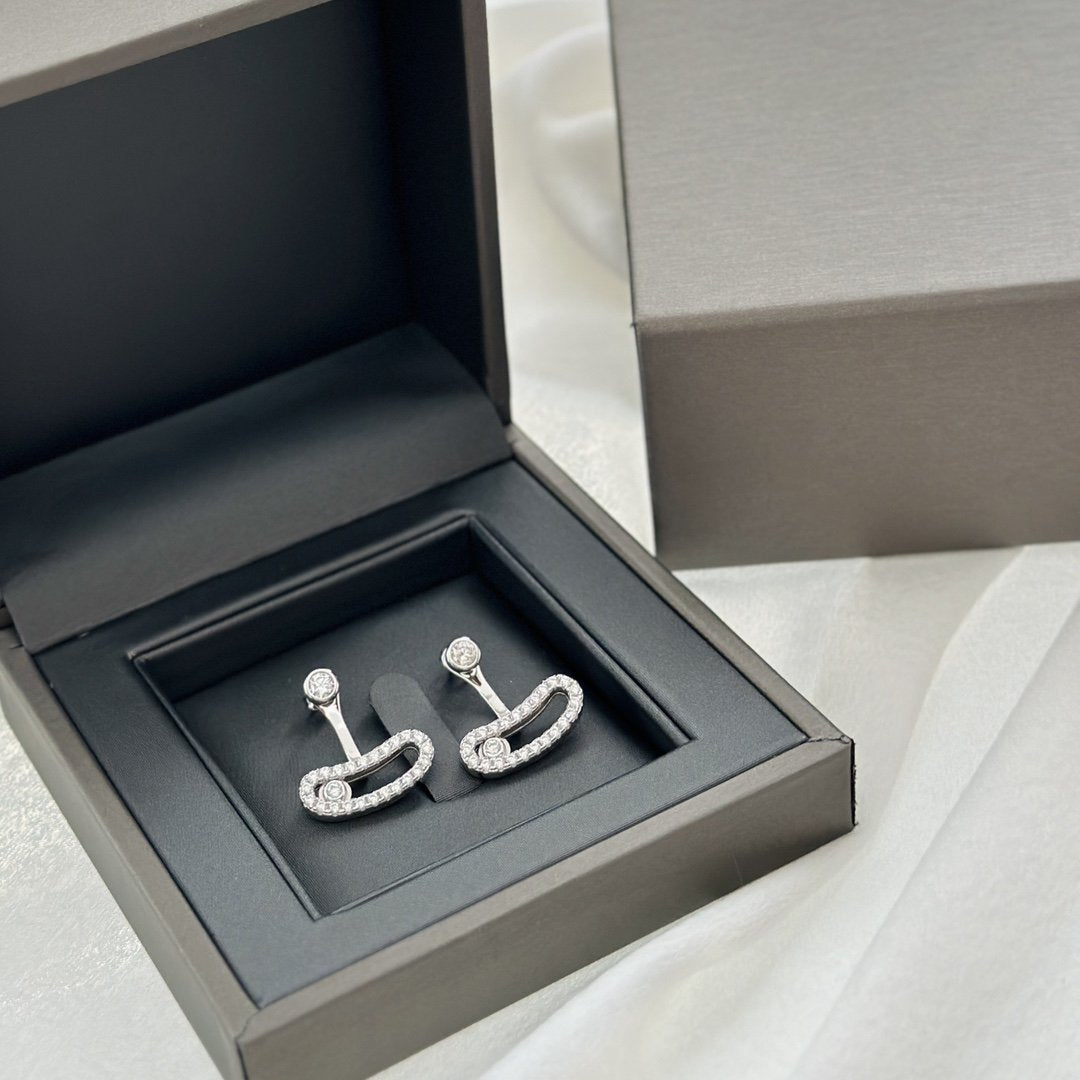 [⭐Clover Jewelry]MOVE UNO SILVER DIAMOND EARRINGS