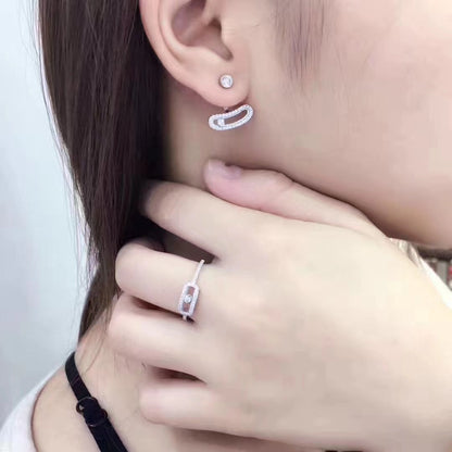 [⭐Clover Jewelry]MOVE UNO SILVER DIAMOND EARRINGS