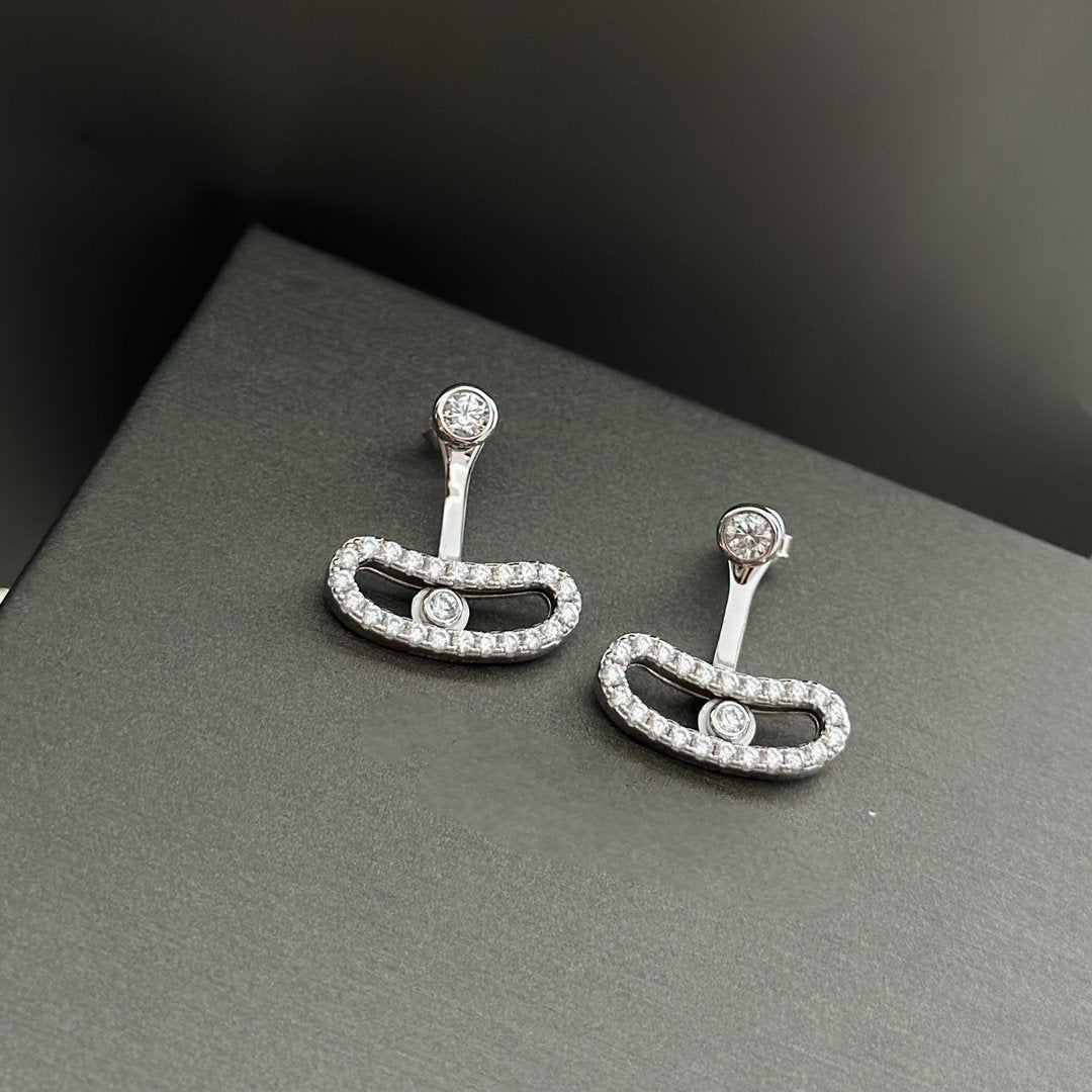 [⭐Clover Jewelry]MOVE UNO SILVER DIAMOND EARRINGS
